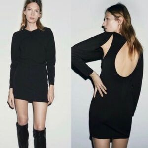 Zara black dress long sleeve